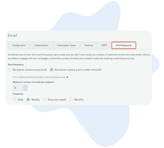 Email send frequency cap HubSpot feature