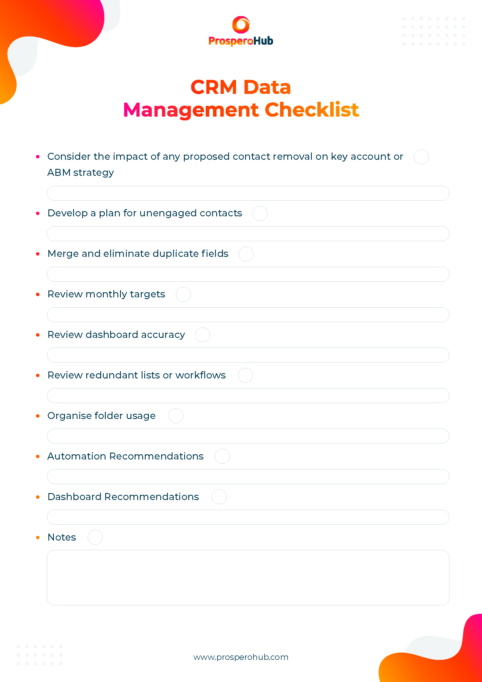 Data Checklist 